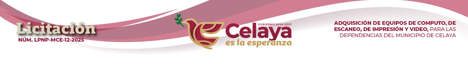 LICITACIÓN DE CARÁCTER PÚBLICA NACIONAL PRESENCIAL POR PARTIDAS LPNP-MCE-12-2025 ADQUISICIÓN DE EQUIPOS DE COMPUTO, DE ESCANEO, DE IMPRESIÓN Y VIDEO, PARA LAS DEPENDENCIAS DEL MUNICIPIO DE CELAYA, GTO., PARA EL EJERCICIO 2025.